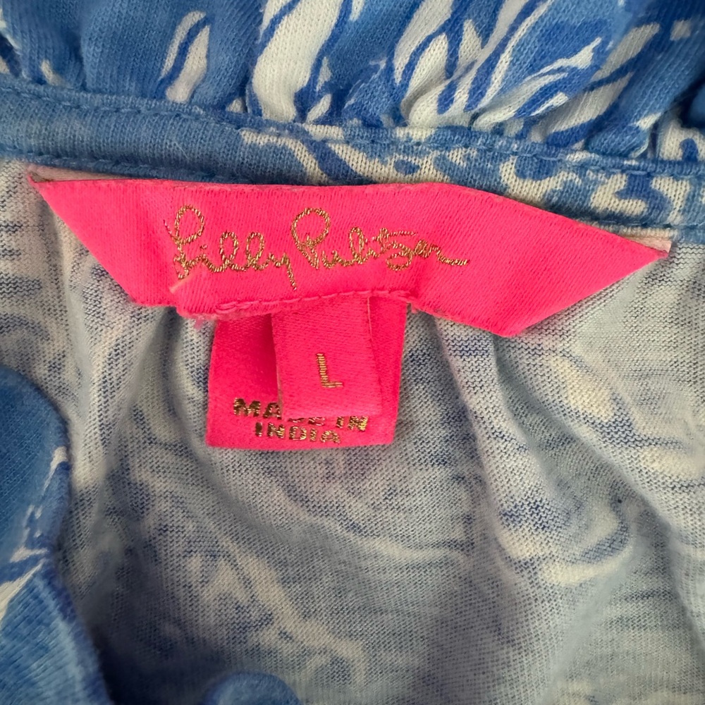 Lilly Pulitzer Malone Maxi Dress Las Olas Aqua Strong Current Sea Sz L - Picture 8 of 12